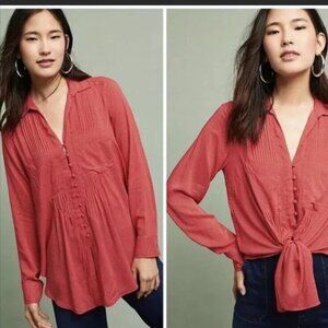 Anthropologie Maeve Matilda Micro Polka Dot Button Up Shirt